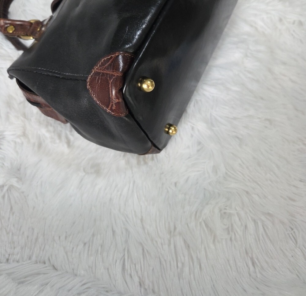 Classic Black and Brown Brahmin Women's Top-Handle Satchel - Picture 6 of 10